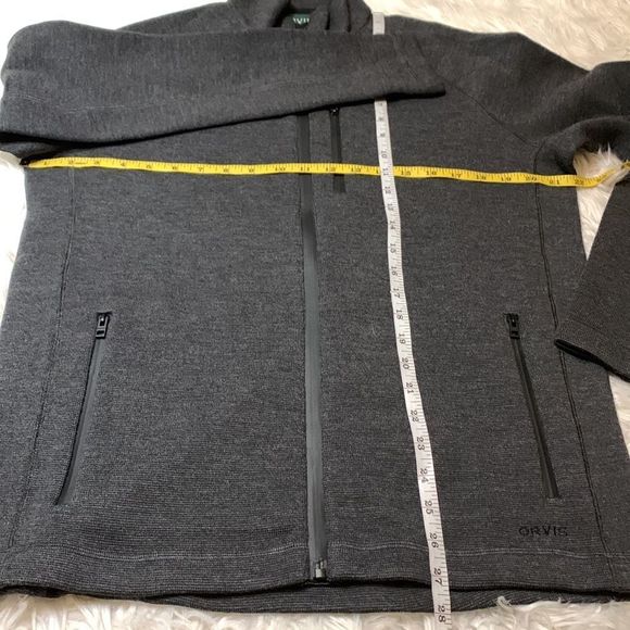 50% off! ORVIS full zip mock neck wool blend sweater cardigan zippered pockets M - Picture 9 of 13